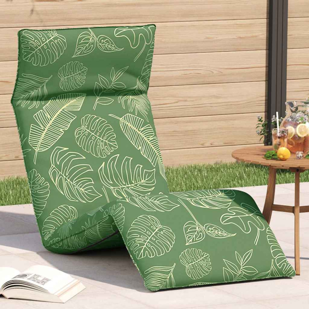 Produktbild för Hopfällbar solstol bladmönster 175x54x8,5 cm oxfordtyg