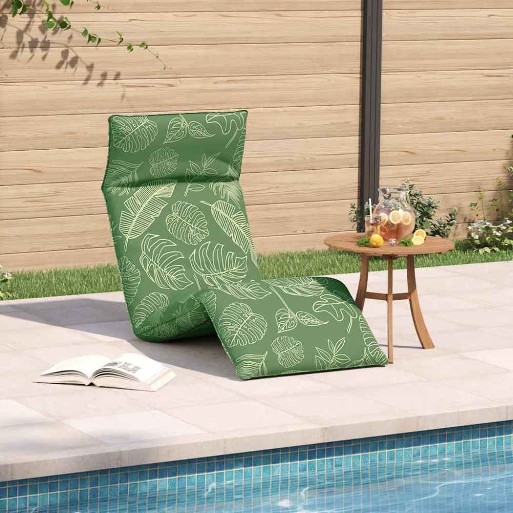 Produktbild för Hopfällbar solstol bladmönster 175x54x8,5 cm oxfordtyg