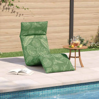 Produktbild för Hopfällbar solstol bladmönster 175x54x8,5 cm oxfordtyg