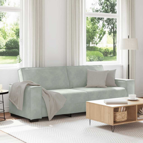 vidaXL 3-sitssoffa ljusgrå 220x78x84 cm sammet