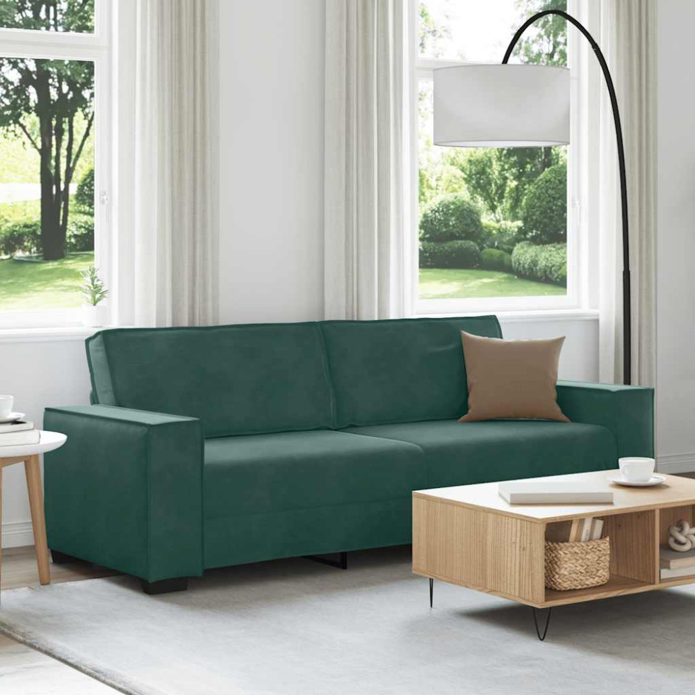Produktbild för 3-sitssoffa mörkgrön 220x78x84 cm sammet