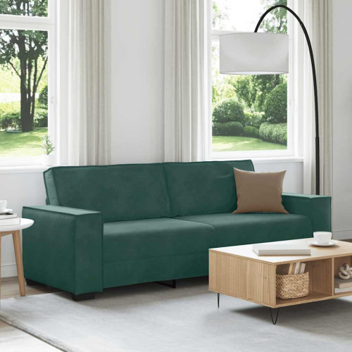 vidaXL 3-sitssoffa mörkgrön 220x78x84 cm sammet
