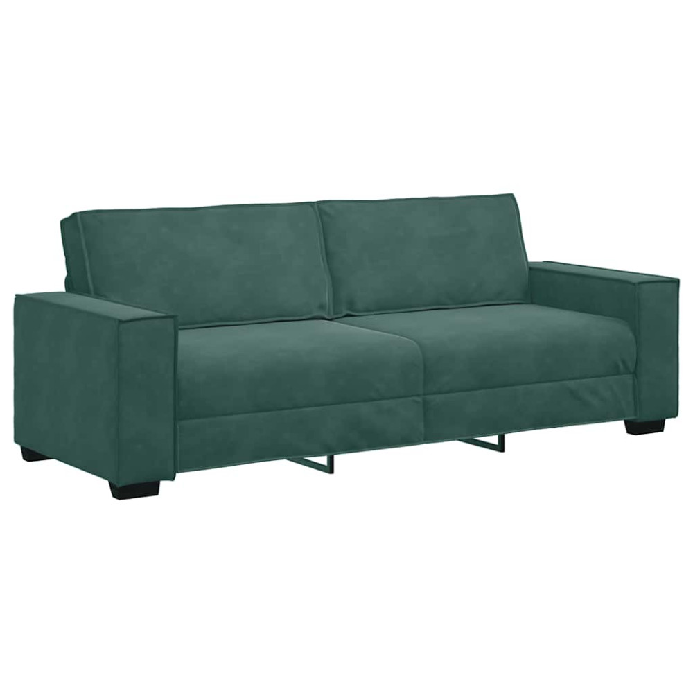 Produktbild för 3-sitssoffa mörkgrön 220x78x84 cm sammet