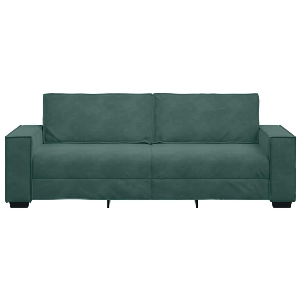 Produktbild för 3-sitssoffa mörkgrön 220x78x84 cm sammet