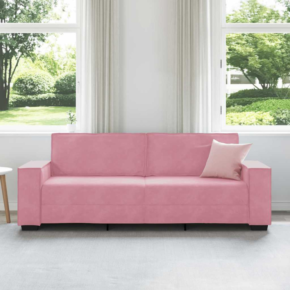 Produktbild för 3-sitssoffa rosa 220x78x84 cm sammet