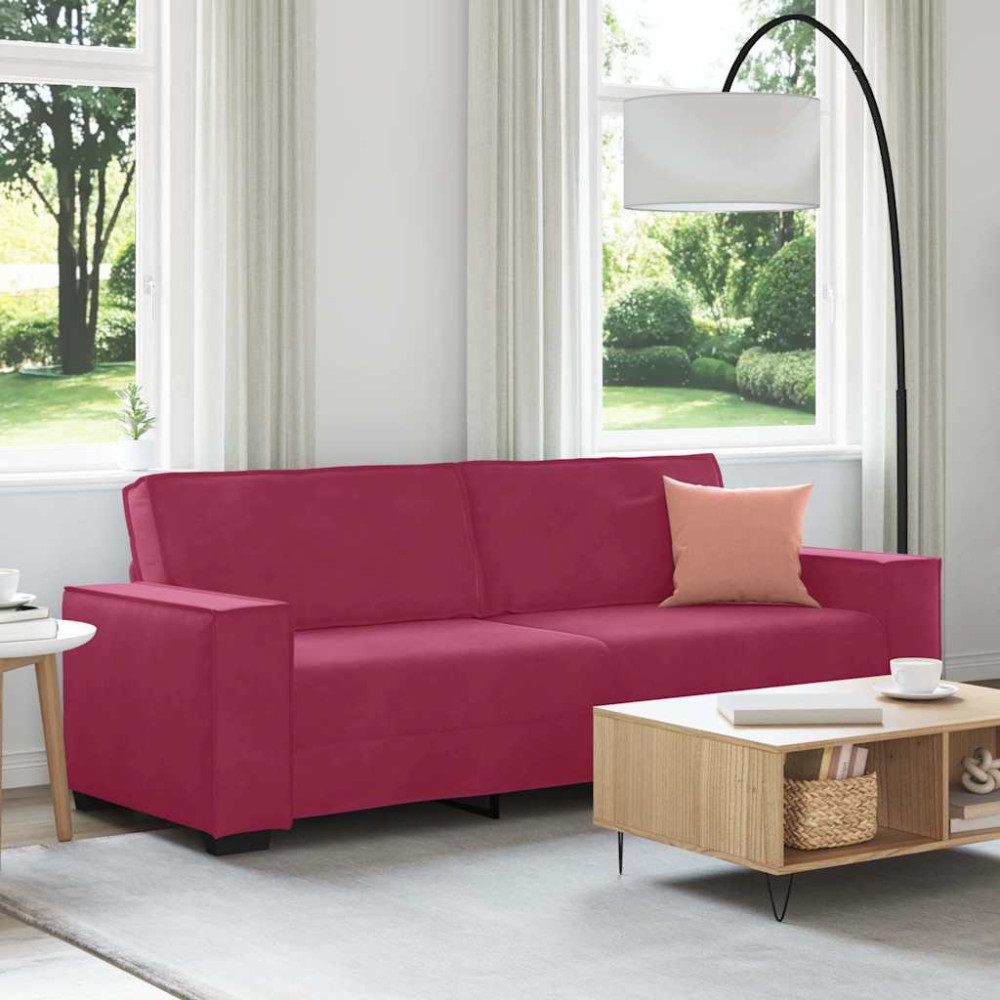 Produktbild för 3-sitssoffa vinröd 220x78x84 cm sammet