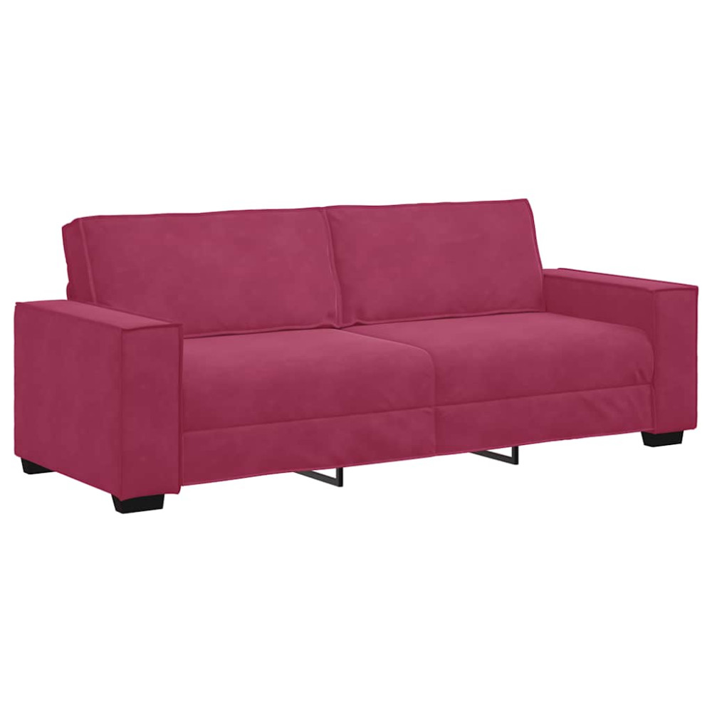 Produktbild för 3-sitssoffa vinröd 220x78x84 cm sammet
