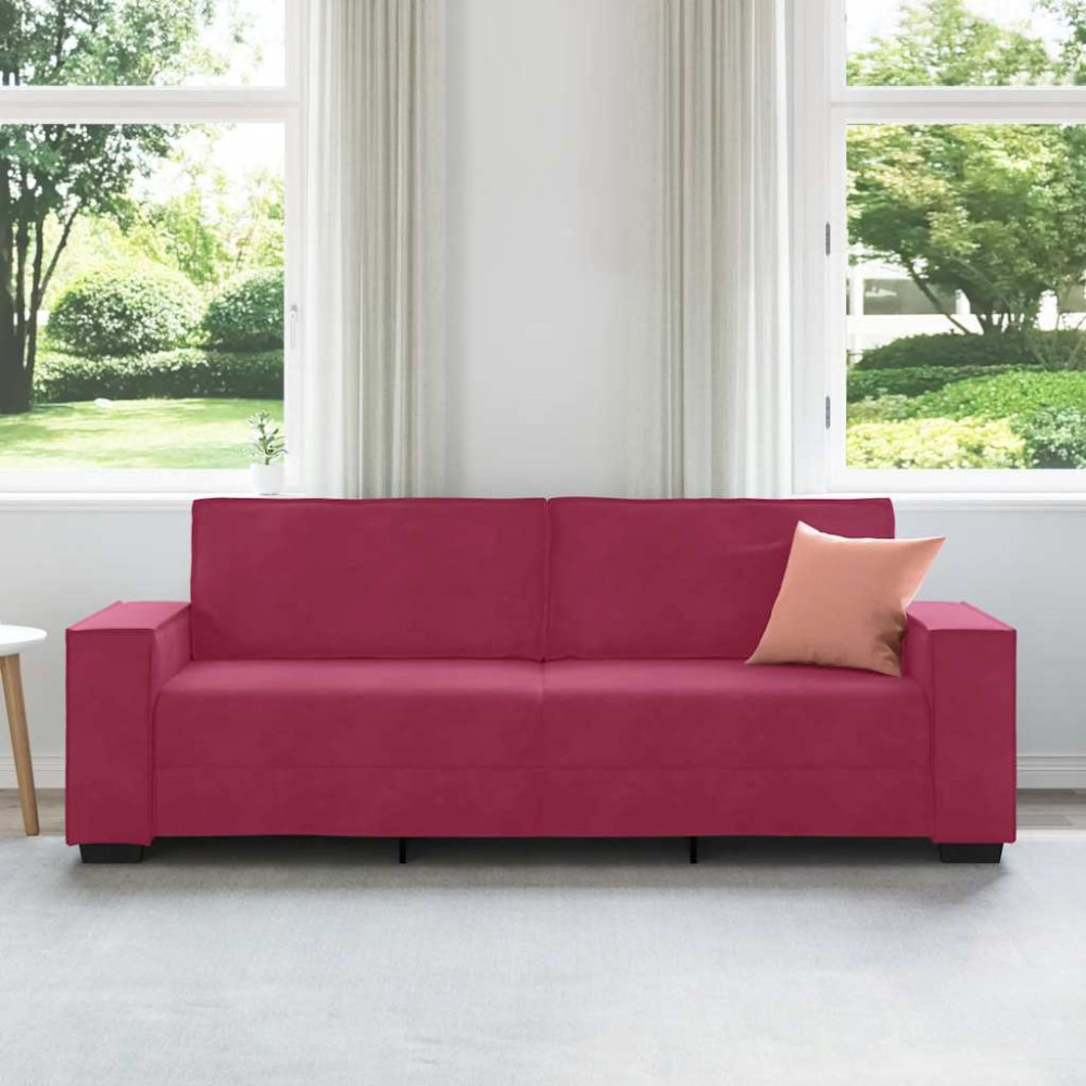 Produktbild för 3-sitssoffa vinröd 220x78x84 cm sammet