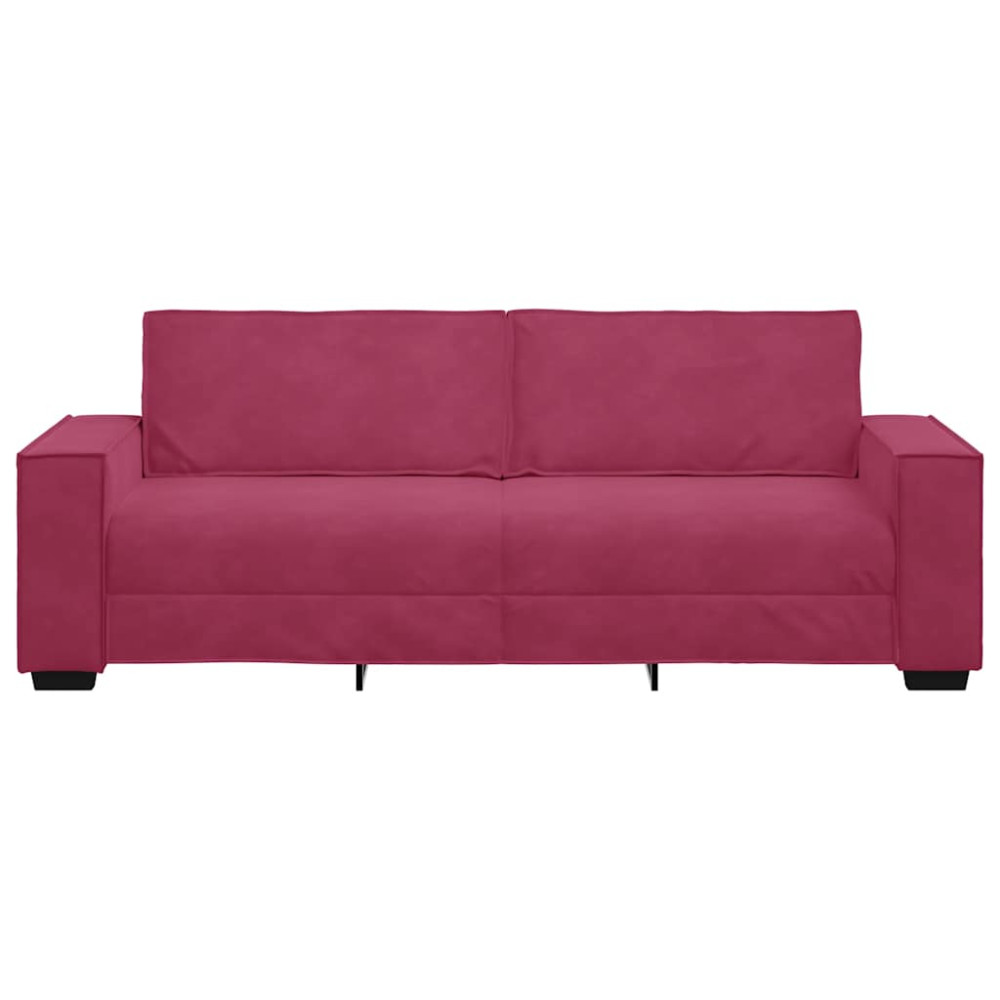 Produktbild för 3-sitssoffa vinröd 220x78x84 cm sammet