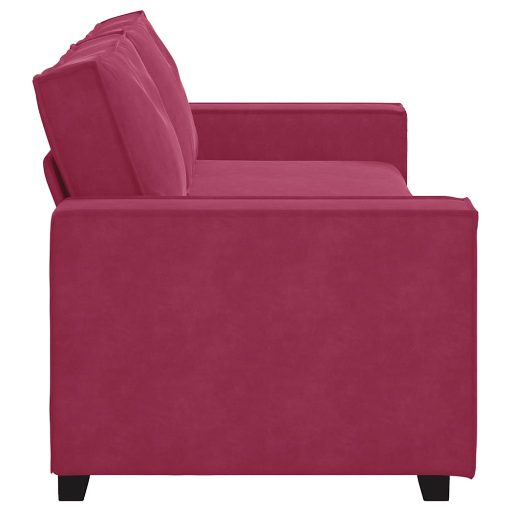 Produktbild för 3-sitssoffa vinröd 220x78x84 cm sammet