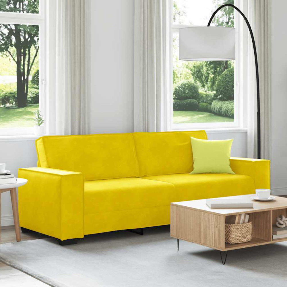 Produktbild för 3-sitssoffa gul 220x78x84 cm sammet