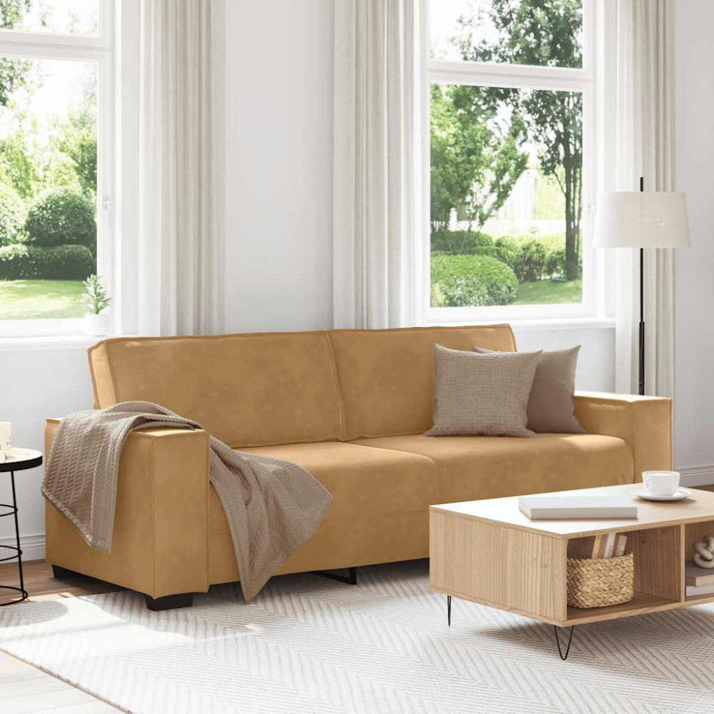 Produktbild för 3-sitssoffa brun 220x78x84 cm sammet