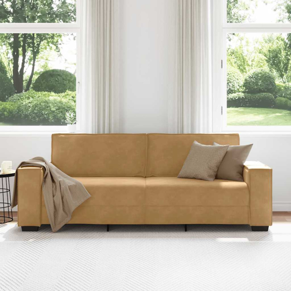 Produktbild för 3-sitssoffa brun 220x78x84 cm sammet