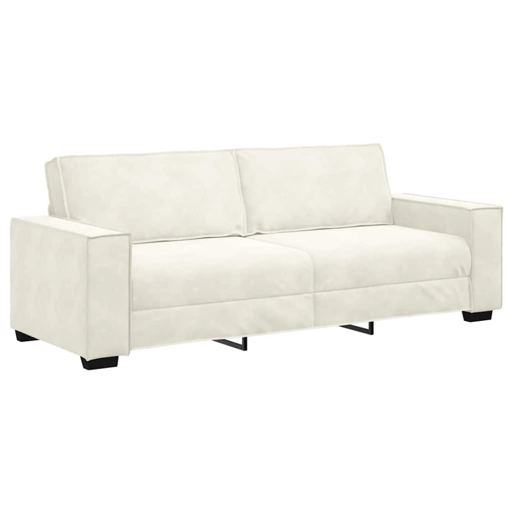 Produktbild för 3-sitssoffa gräddvit 220x78x84 cm sammet