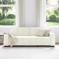 Produktbild för 3-sitssoffa gräddvit 220x78x84 cm sammet