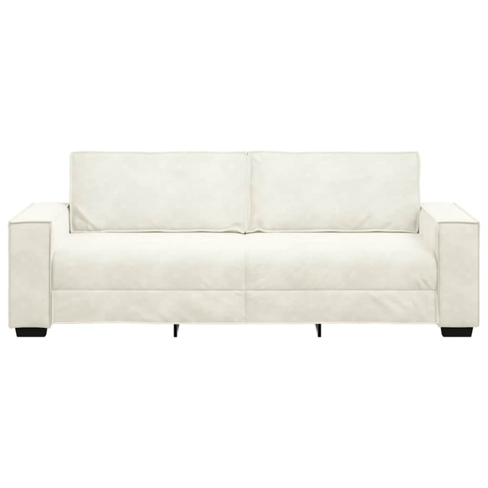 Produktbild för 3-sitssoffa gräddvit 220x78x84 cm sammet