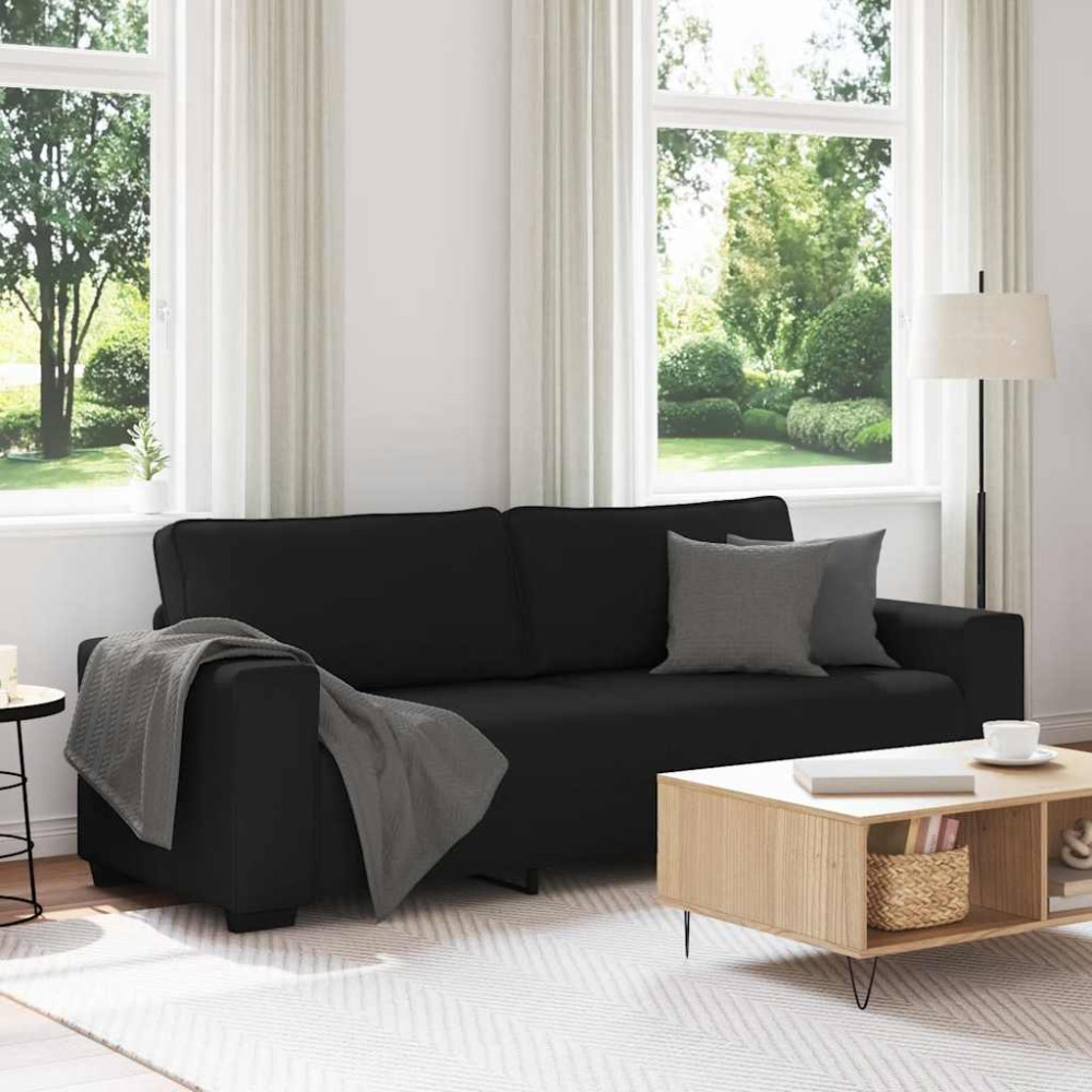 Produktbild för 3-sitssoffa svart 220x77x82 cm tyg