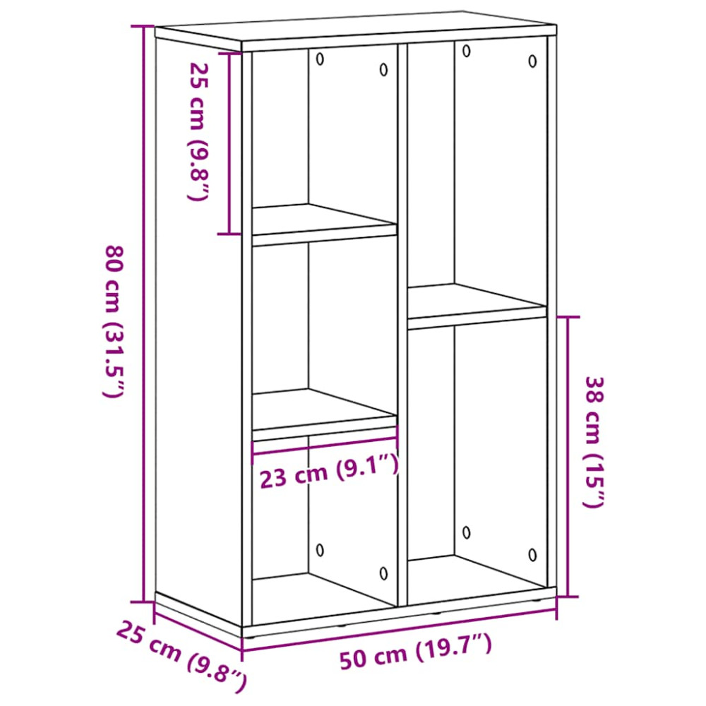 Produktbild för Bokhylla svart ek 50x25x80 cm konstruerat trä