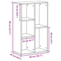 Produktbild för Bokhylla svart ek 50x25x80 cm konstruerat trä