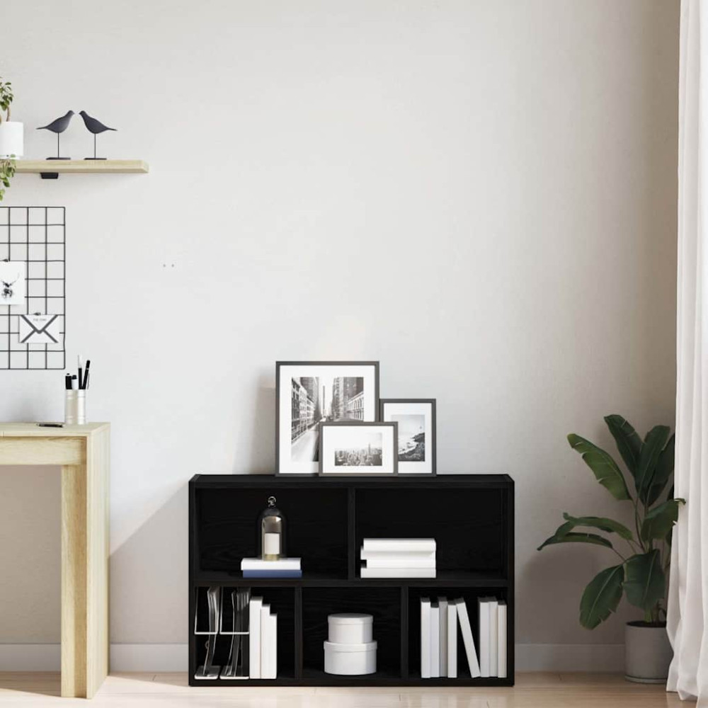 Produktbild för Bokhylla svart ek 50x25x80 cm konstruerat trä