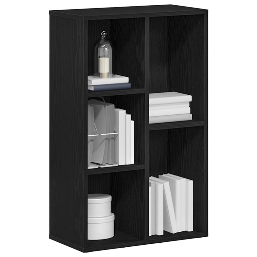 Produktbild för Bokhylla svart ek 50x25x80 cm konstruerat trä