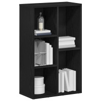 Produktbild för Bokhylla svart ek 50x25x80 cm konstruerat trä
