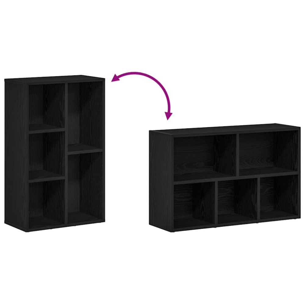 Produktbild för Bokhylla svart ek 50x25x80 cm konstruerat trä