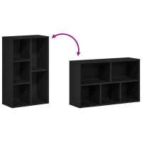 Produktbild för Bokhylla svart ek 50x25x80 cm konstruerat trä