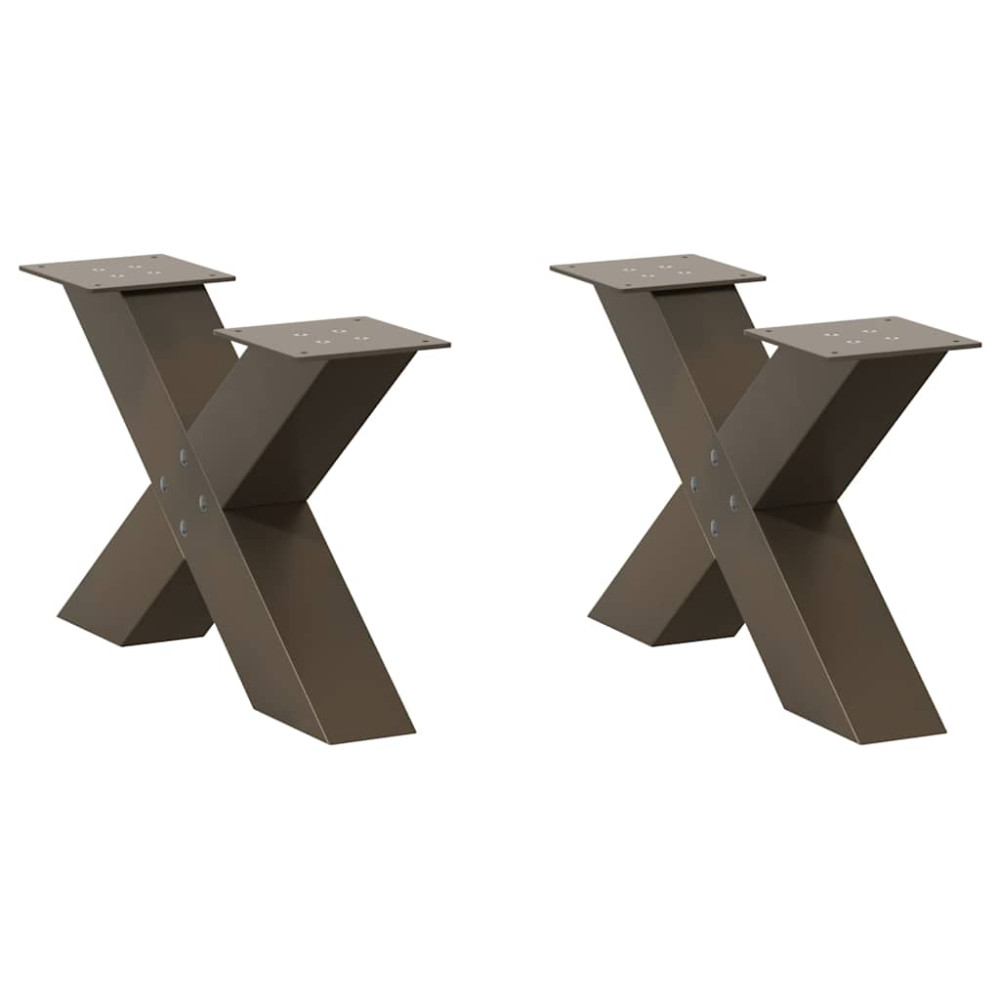 Produktbild för Soffbordsben X-formade 2 st naturstål 50x(30-31) cm stål