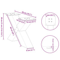 Produktbild för Soffbordsben X-formade 2 st naturstål 50x(30-31) cm stål