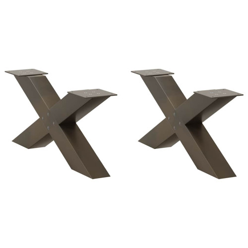 vidaXL Soffbordsben X-formade 2 st naturstål 70x(30-31) cm stål