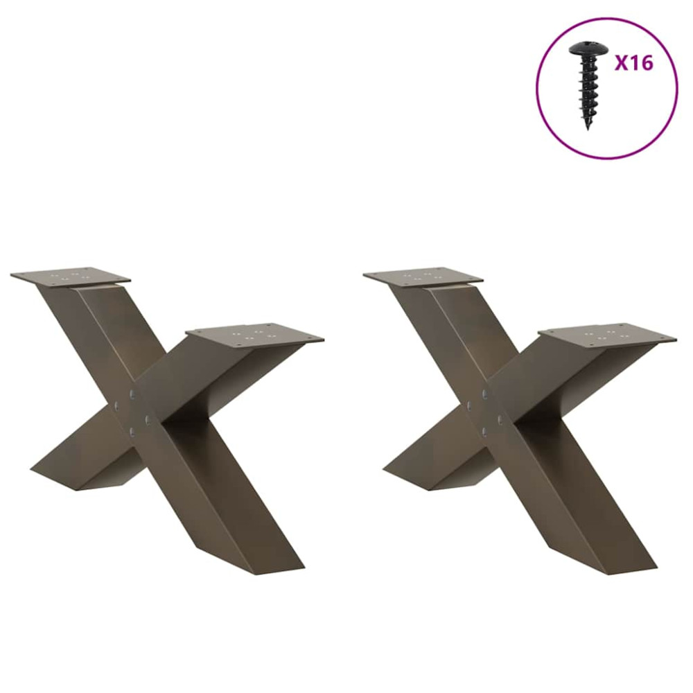 Produktbild för Soffbordsben X-formade 2 st naturstål 70x(30-31) cm stål