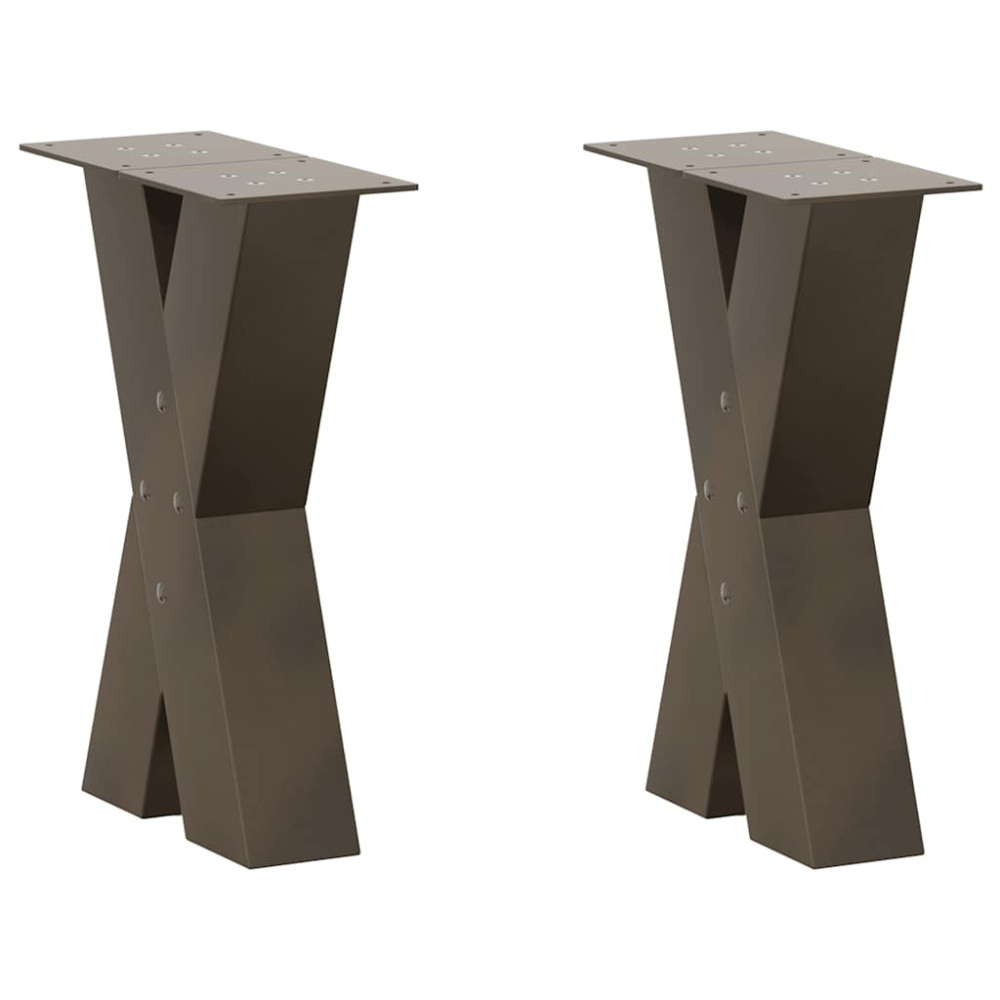 Produktbild för Soffbordsben X-formade 2 st naturstål 38x(42-43) cm stål