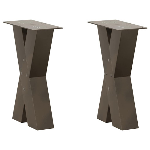 vidaXL Soffbordsben X-formade 2 st naturstål 38x(42-43) cm stål