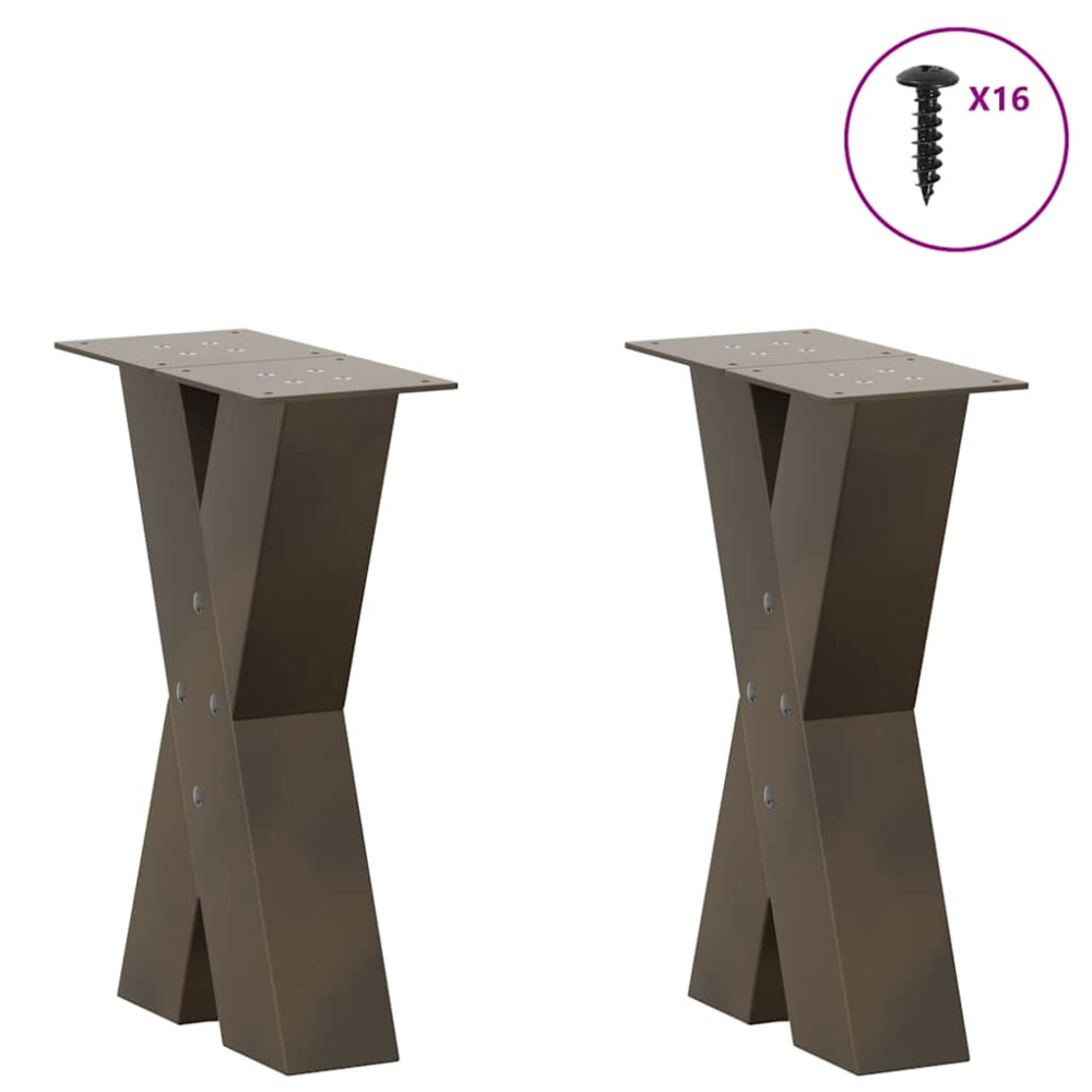 Produktbild för Soffbordsben X-formade 2 st naturstål 38x(42-43) cm stål