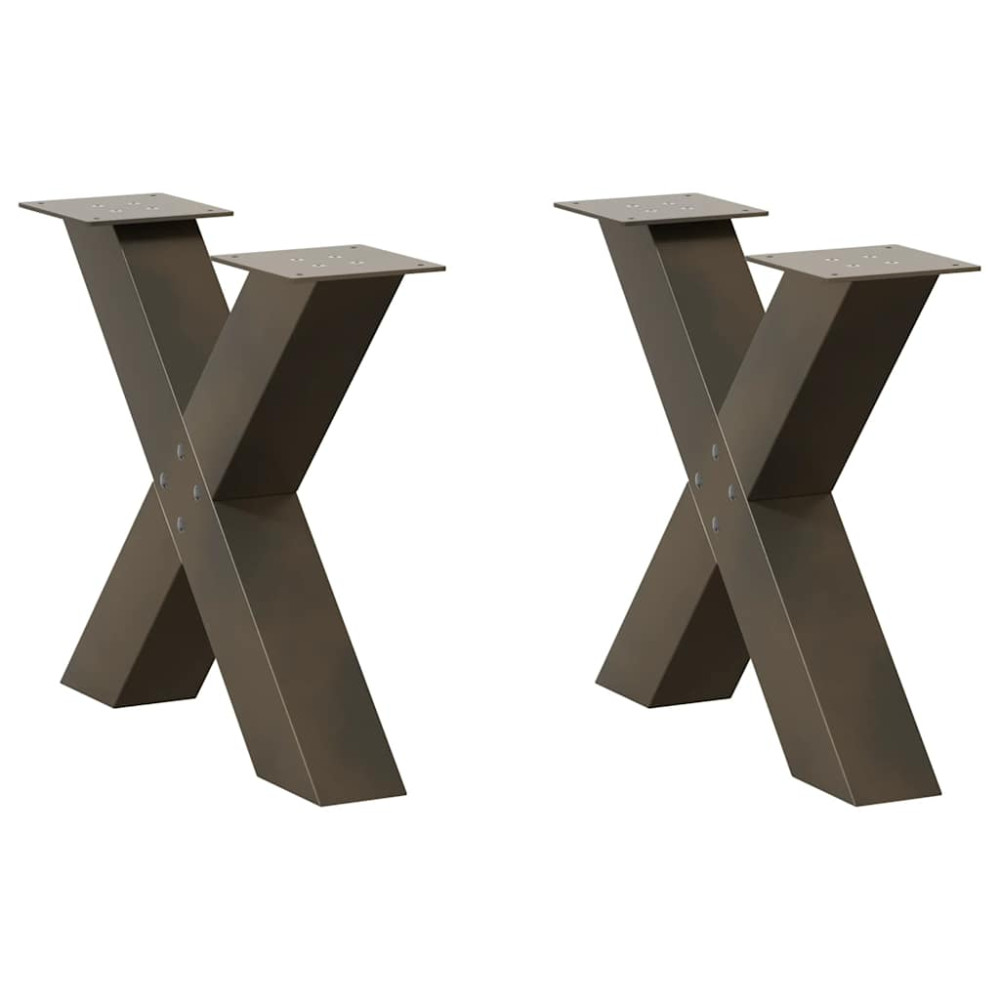Produktbild för Soffbordsben X-formade 2 st naturstål 50x(42-43) cm stål