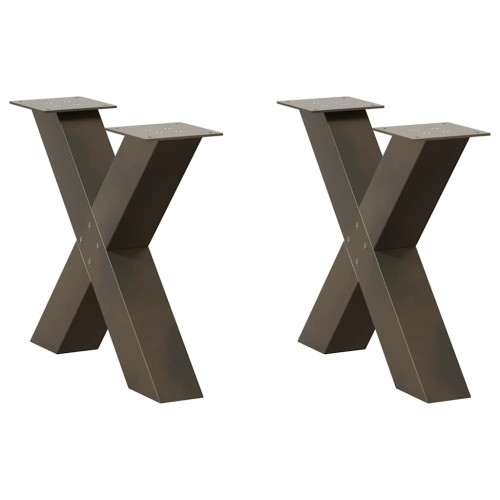 vidaXL Soffbordsben X-formade 2 st naturstål 50x(42-43) cm stål