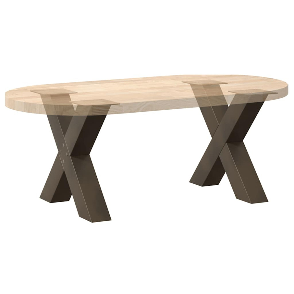 Produktbild för Soffbordsben X-formade 2 st naturstål 50x(42-43) cm stål