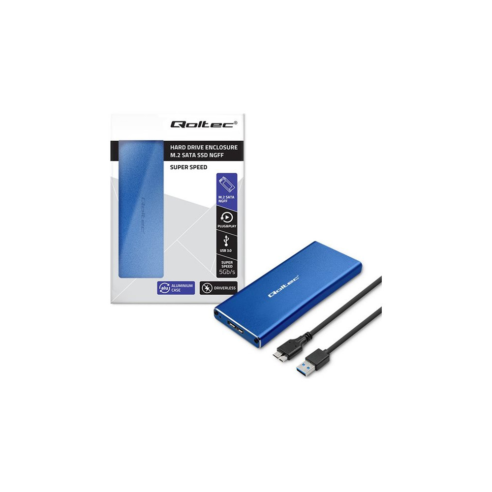Produktbild för Qoltec - förvaringslåda - NGFF - SATA 6Gb/s - USB 3.0