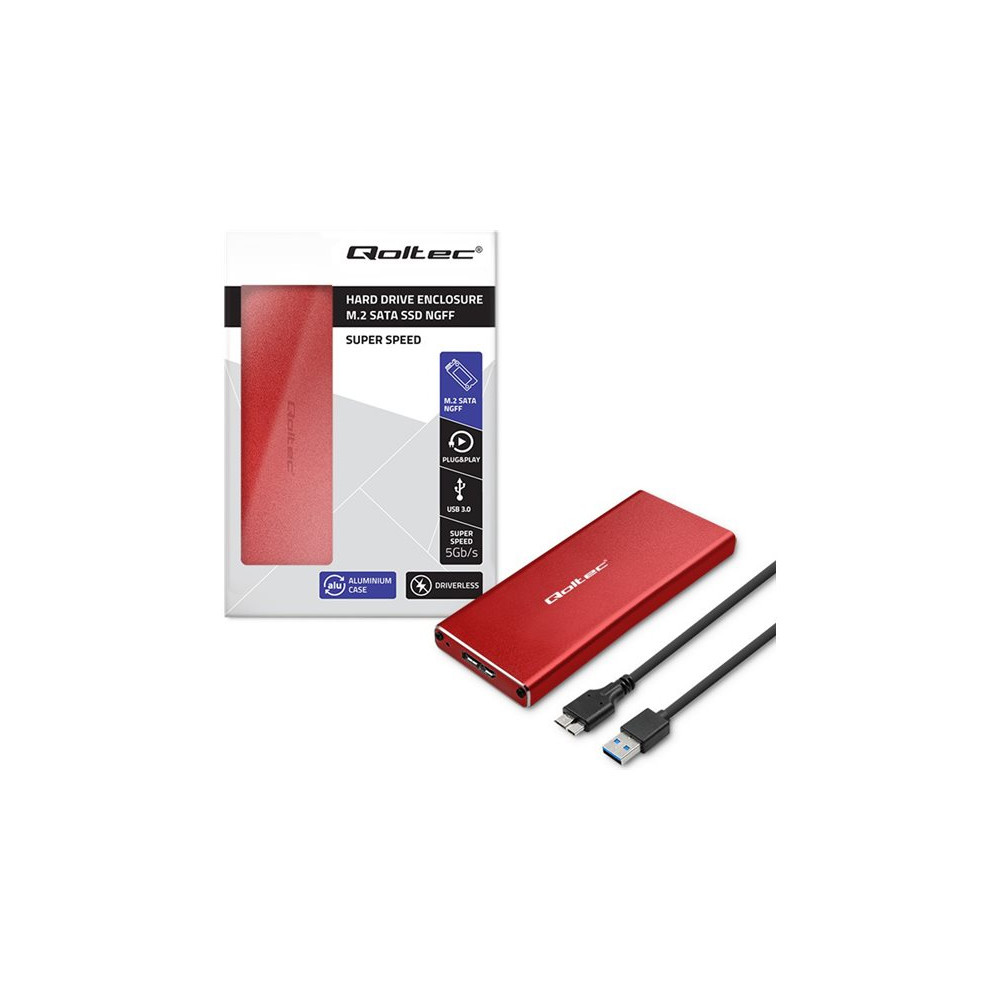 Produktbild för Qoltec - förvaringslåda - NGFF - SATA 6Gb/s - USB 3.0