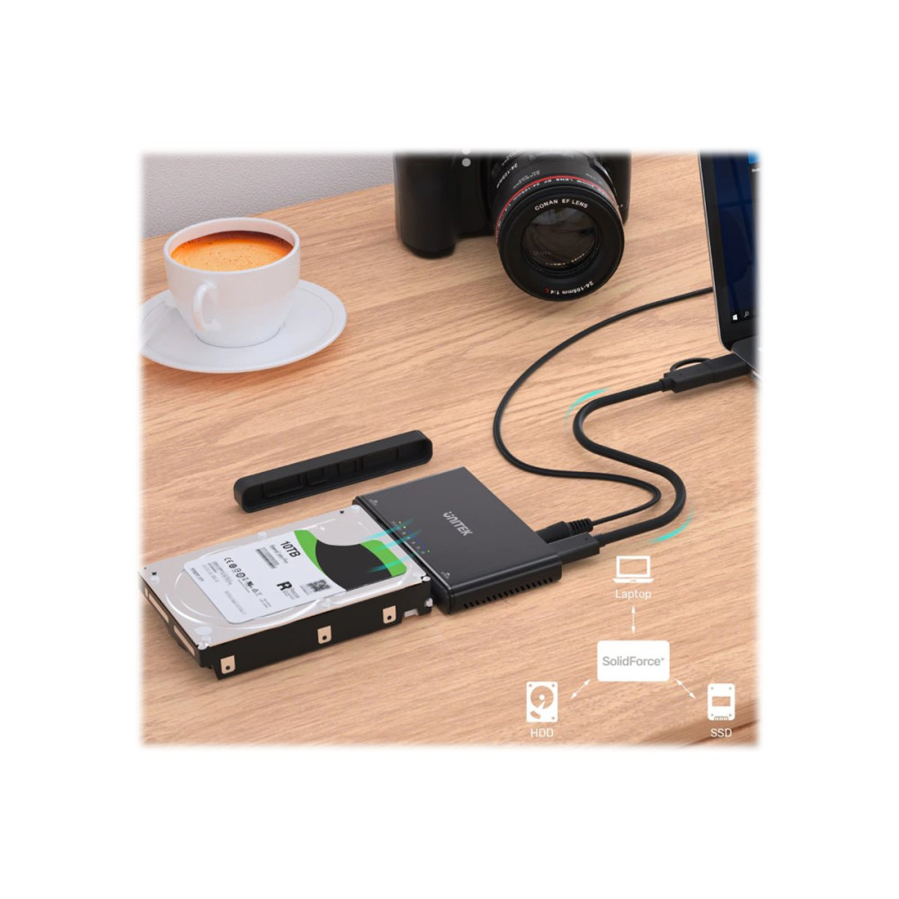 Produktbild för Unitek SolidForce+ - förvaringslåda - SATA 6Gb/s / PCIe 3.0 x2 (NVMe) - USB 3.2 (Gen 2)