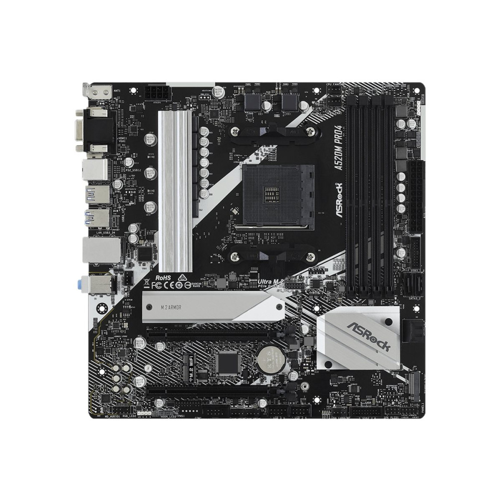 Produktbild för ASRock A520M Pro4 - moderkort - micro ATX - Socket AM4 - AMD A520