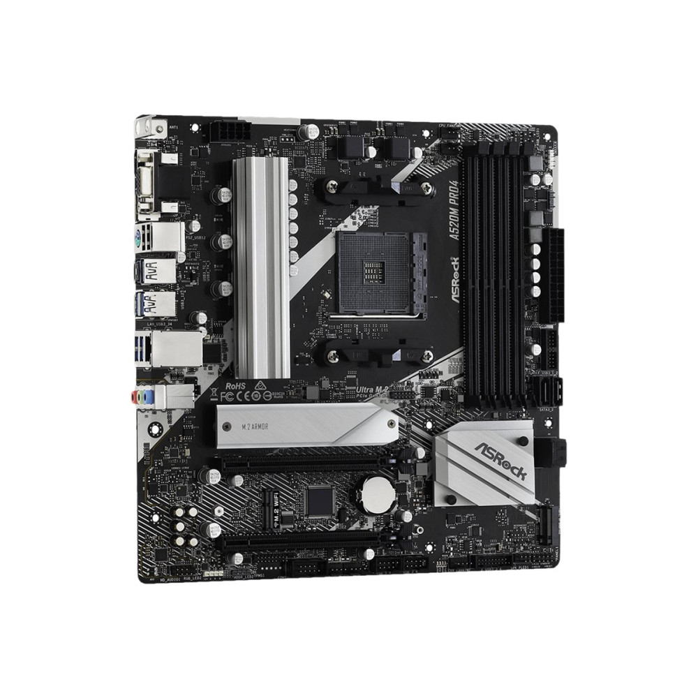 Produktbild för ASRock A520M Pro4 - moderkort - micro ATX - Socket AM4 - AMD A520