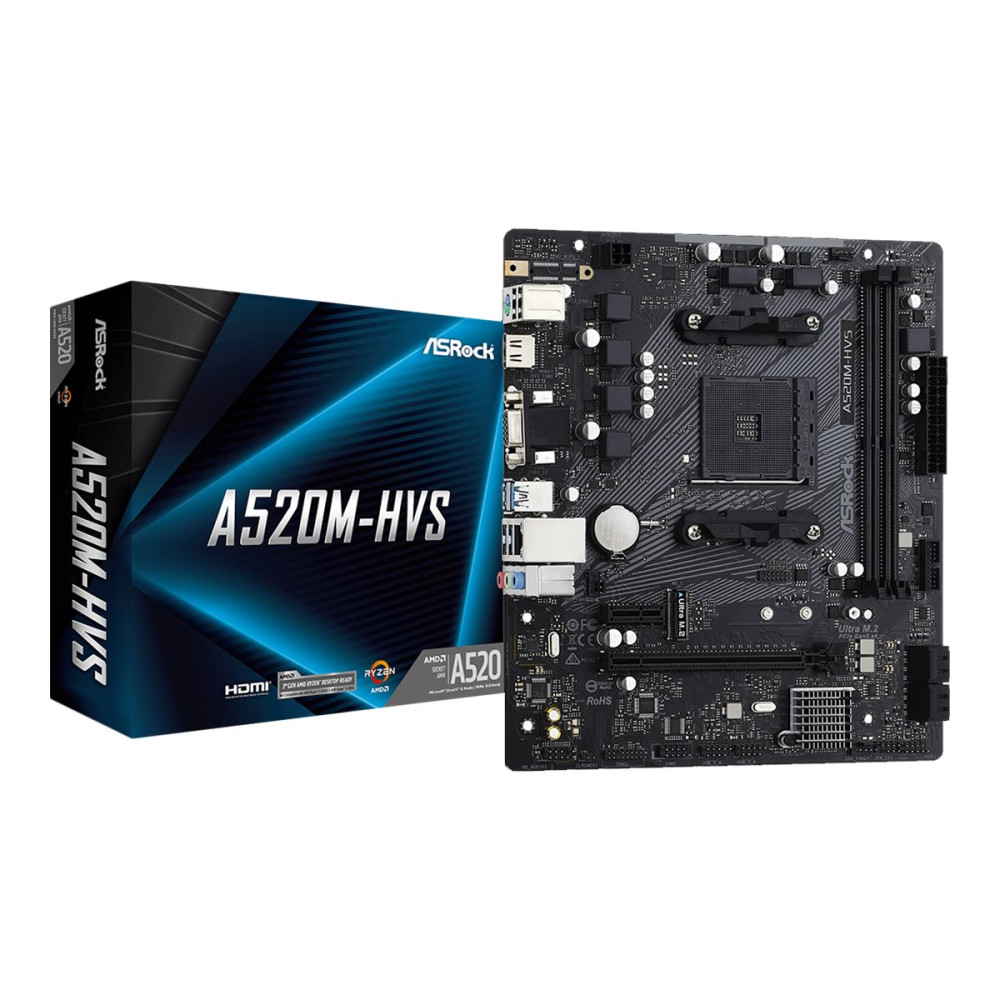 Produktbild för ASRock A520M-HVS - moderkort - micro ATX - Socket AM4 - AMD A520