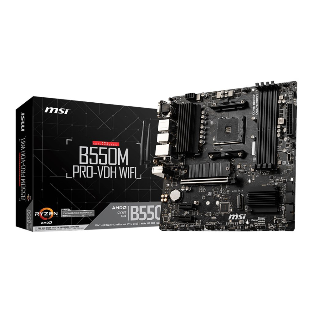 Produktbild för MSI B550M PRO-VDH WIFI - moderkort - micro ATX - Socket AM4 - AMD B550