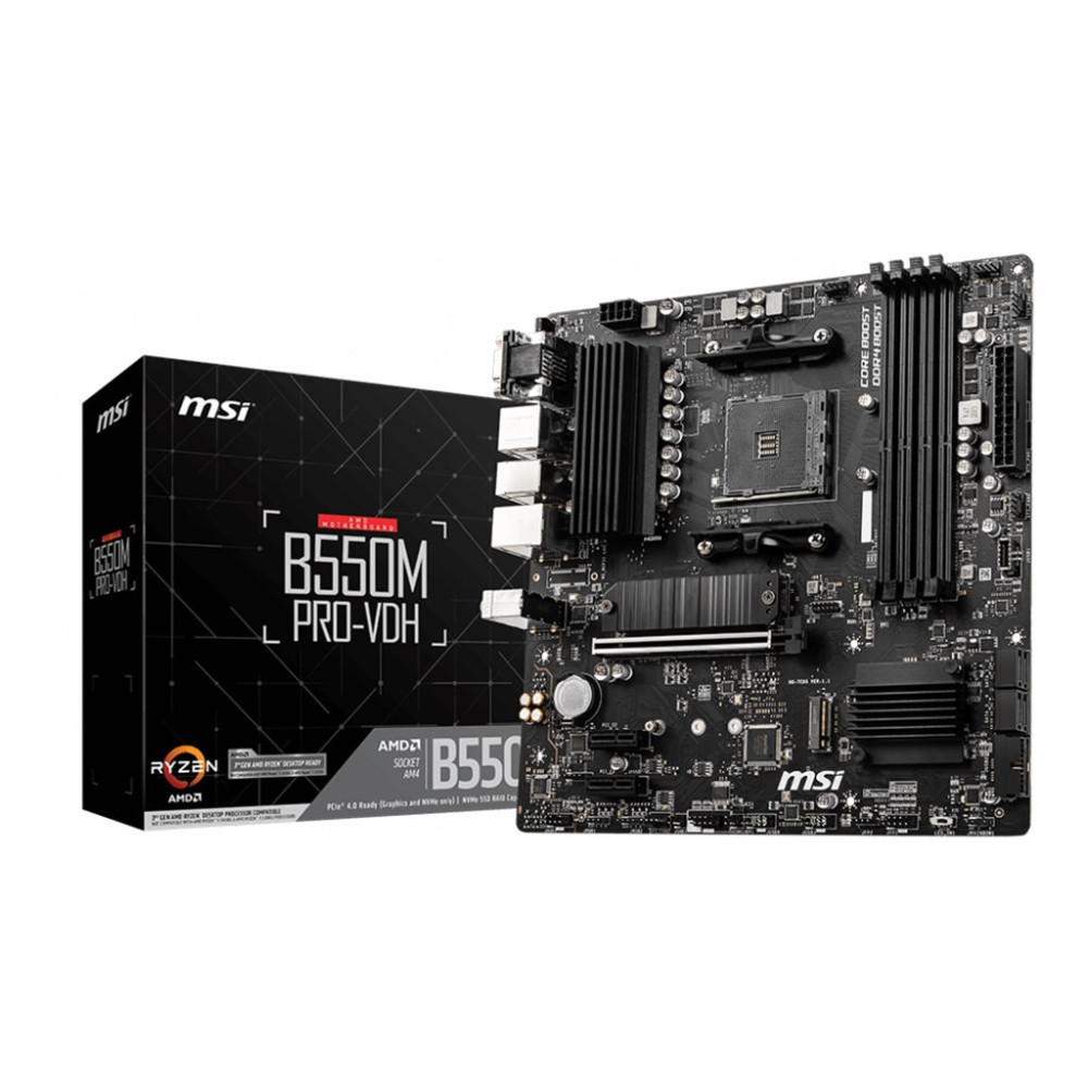 Produktbild för MSI B550M PRO-VDH - moderkort - micro ATX - Socket AM4 - AMD B550
