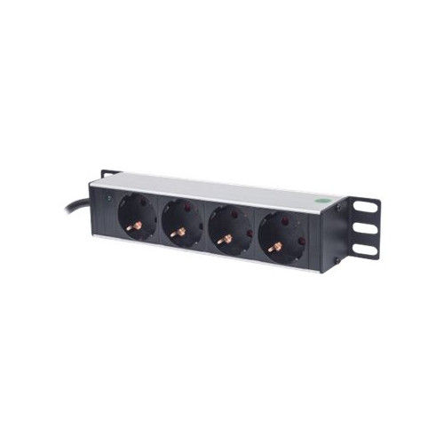 intellinet Intellinet 10" 1U Rackmount 4-Way Power Strip - German Type", With Power Indicator, No Surge Protection, 1.8m Power Cord - effektband