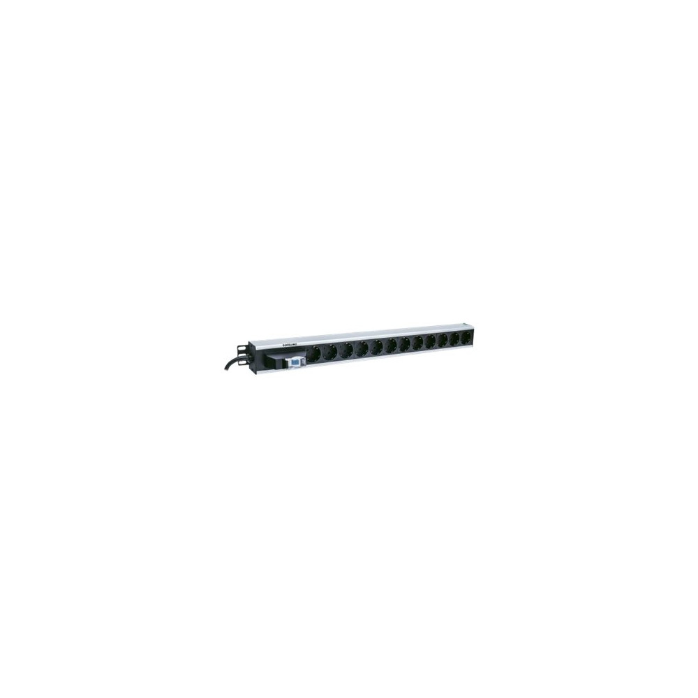 Produktbild för Intellinet Vertical Rackmount 12-Way Power Strip - German Type, With Single Air Switch, No Surge Protection - kraftdistributionsenhet