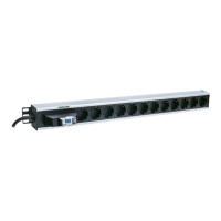 Produktbild för Intellinet Vertical Rackmount 12-Way Power Strip - German Type, With Single Air Switch, No Surge Protection - kraftdistributionsenhet