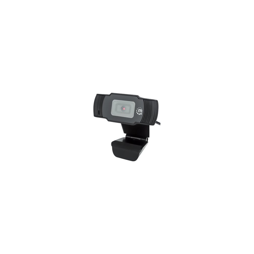 Produktbild för Manhattan USB Webcam, Two Megapixels (Clearance Pricing), 1080p Full HD, USB-A, Integrated Microphone, Adjustable Clip Base, 30 frame per second, Black, Three Year Warranty, Box - webbkamera